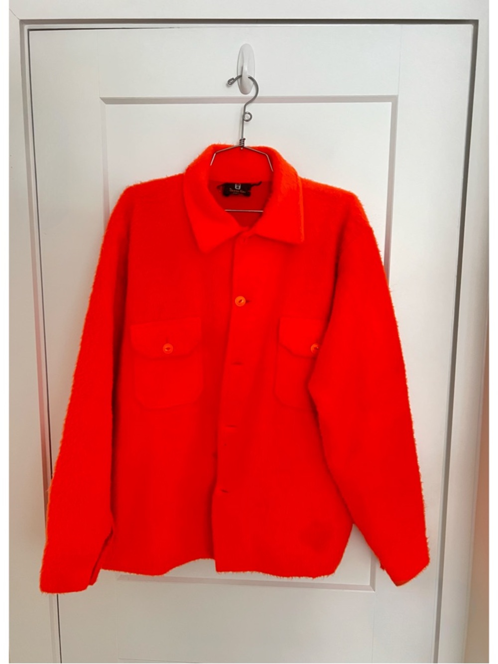 Orange Fuzzy Wool Button Down Jacket Vintage